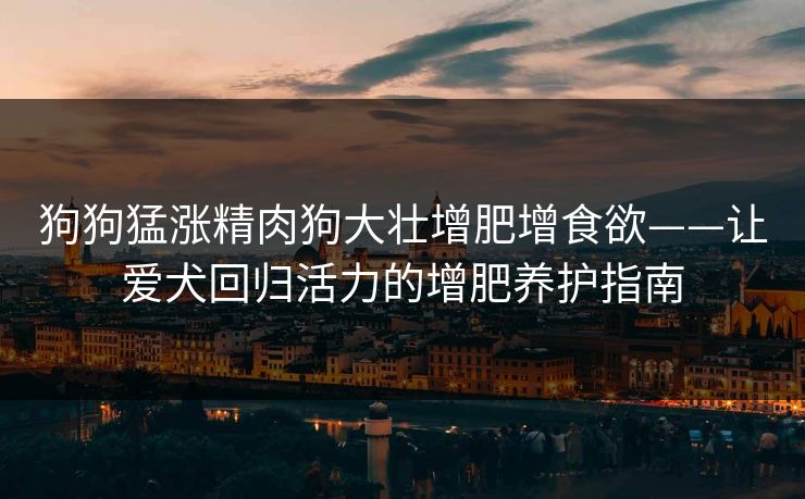 狗狗猛涨精肉狗大壮增肥增食欲——让爱犬回归活力的增肥养护指南