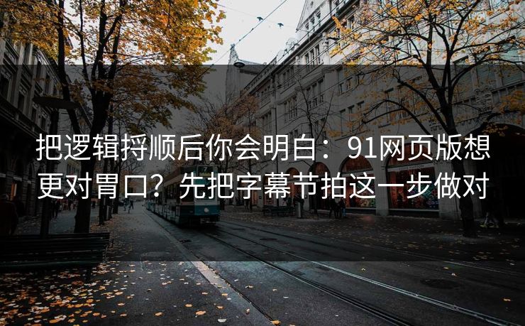 把逻辑捋顺后你会明白：91网页版想更对胃口？先把字幕节拍这一步做对