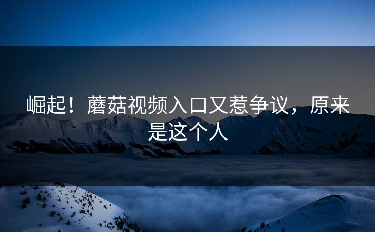 崛起！蘑菇视频入口又惹争议，原来是这个人