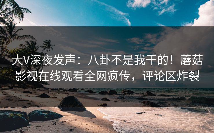 大V深夜发声：八卦不是我干的！蘑菇影视在线观看全网疯传，评论区炸裂