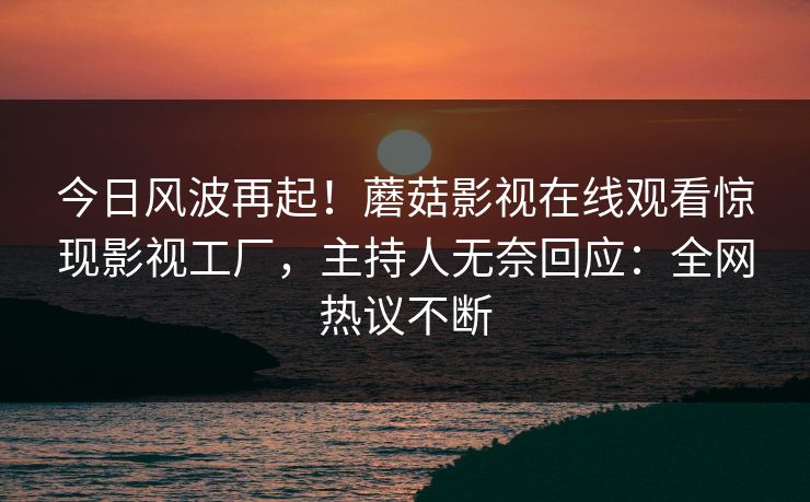 今日风波再起！蘑菇影视在线观看惊现影视工厂，主持人无奈回应：全网热议不断