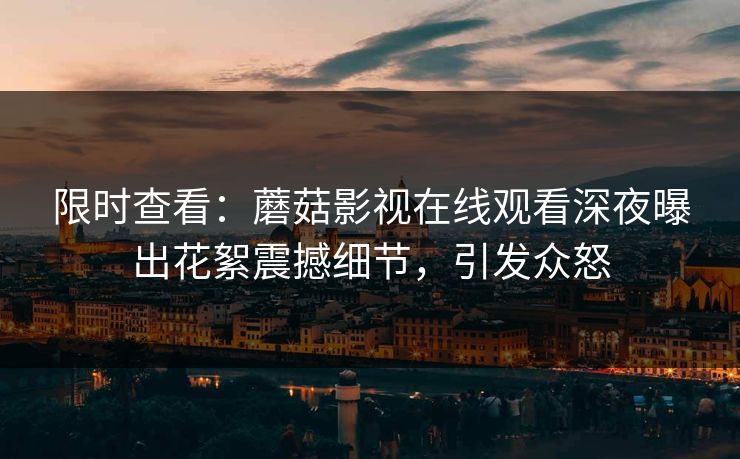 限时查看：蘑菇影视在线观看深夜曝出花絮震撼细节，引发众怒