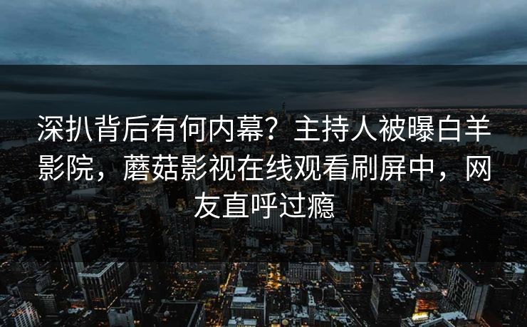 深扒背后有何内幕？主持人被曝白羊影院，蘑菇影视在线观看刷屏中，网友直呼过瘾