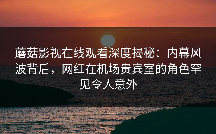 蘑菇影视在线观看深度揭秘：内幕风波背后，网红在机场贵宾室的角色罕见令人意外
