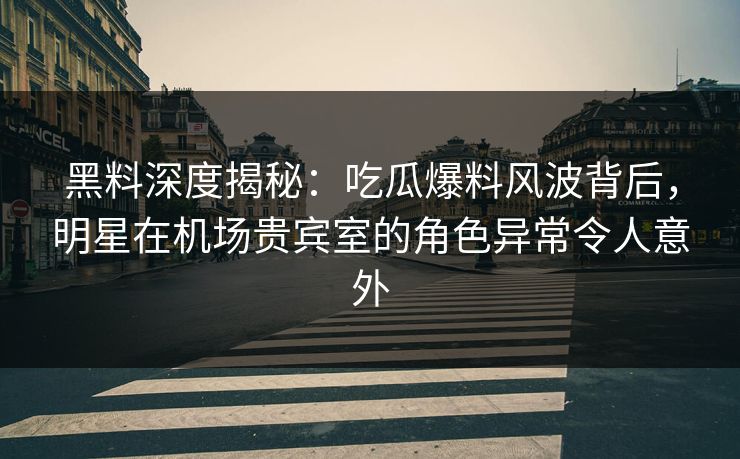 黑料深度揭秘：吃瓜爆料风波背后，明星在机场贵宾室的角色异常令人意外