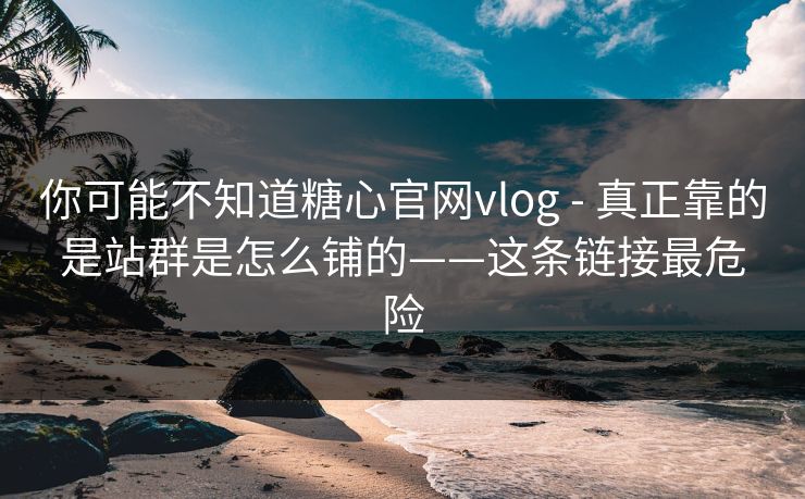 你可能不知道糖心官网vlog - 真正靠的是站群是怎么铺的——这条链接最危险