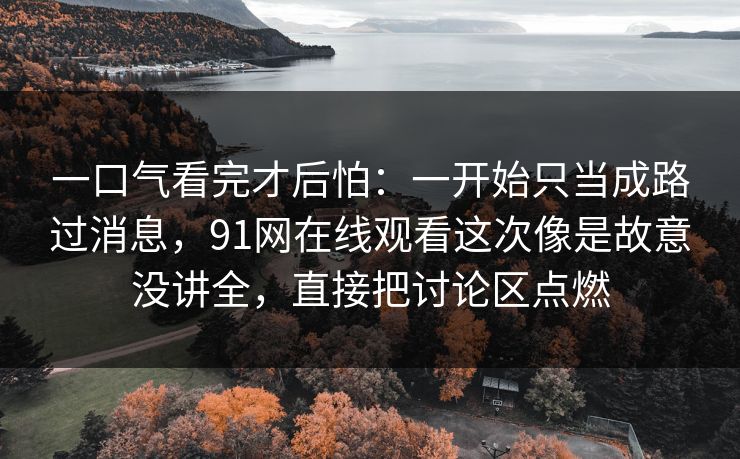 一口气看完才后怕：一开始只当成路过消息，91网在线观看这次像是故意没讲全，直接把讨论区点燃